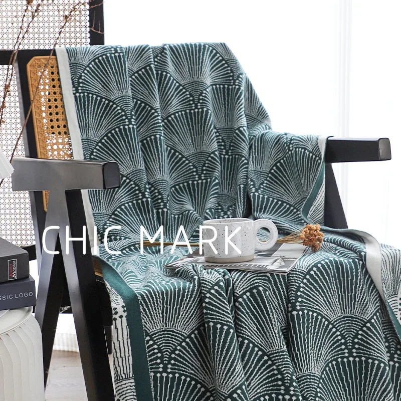 Withered Retro Peacock Feather Cotton Knitted Cover Blanket Leisure Blanket Office Nap Blanket Living Room Sofa Blanket Lunch Re