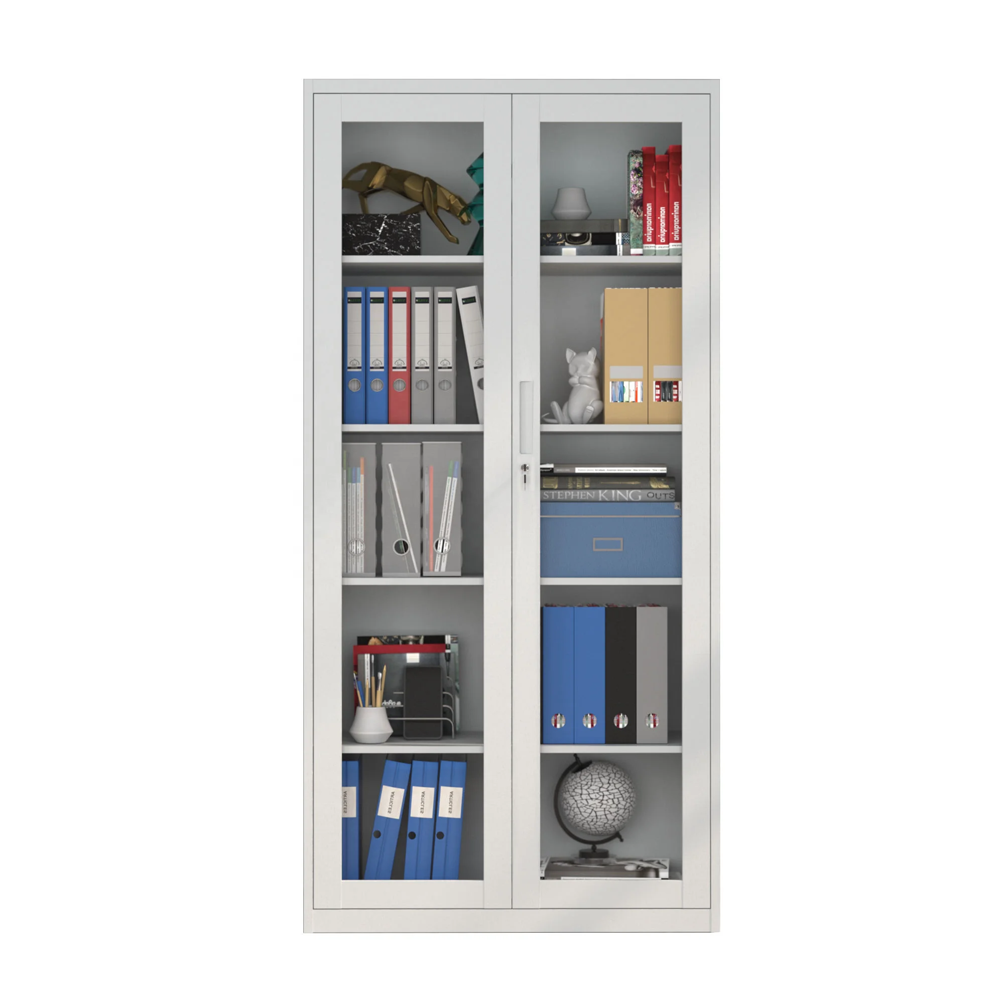 5 Tier Steel Glass Door Filing Cabinet With Lock Office School Library Hotel Hospital Archive Storage Cabinet