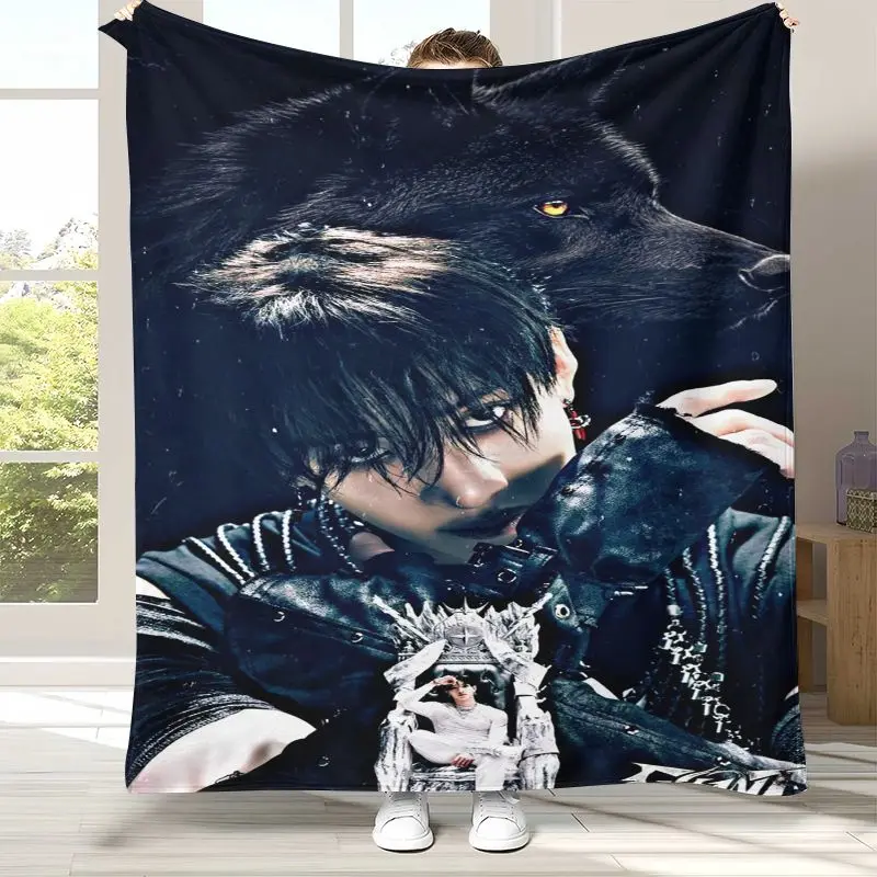 SK Korean B-Bangs C-Chans Star Chk Chk Boom Flannel Throw Blanket,Cozy Warm Blanket for Bed,Sofa,Living Room,Camping,Home Decor