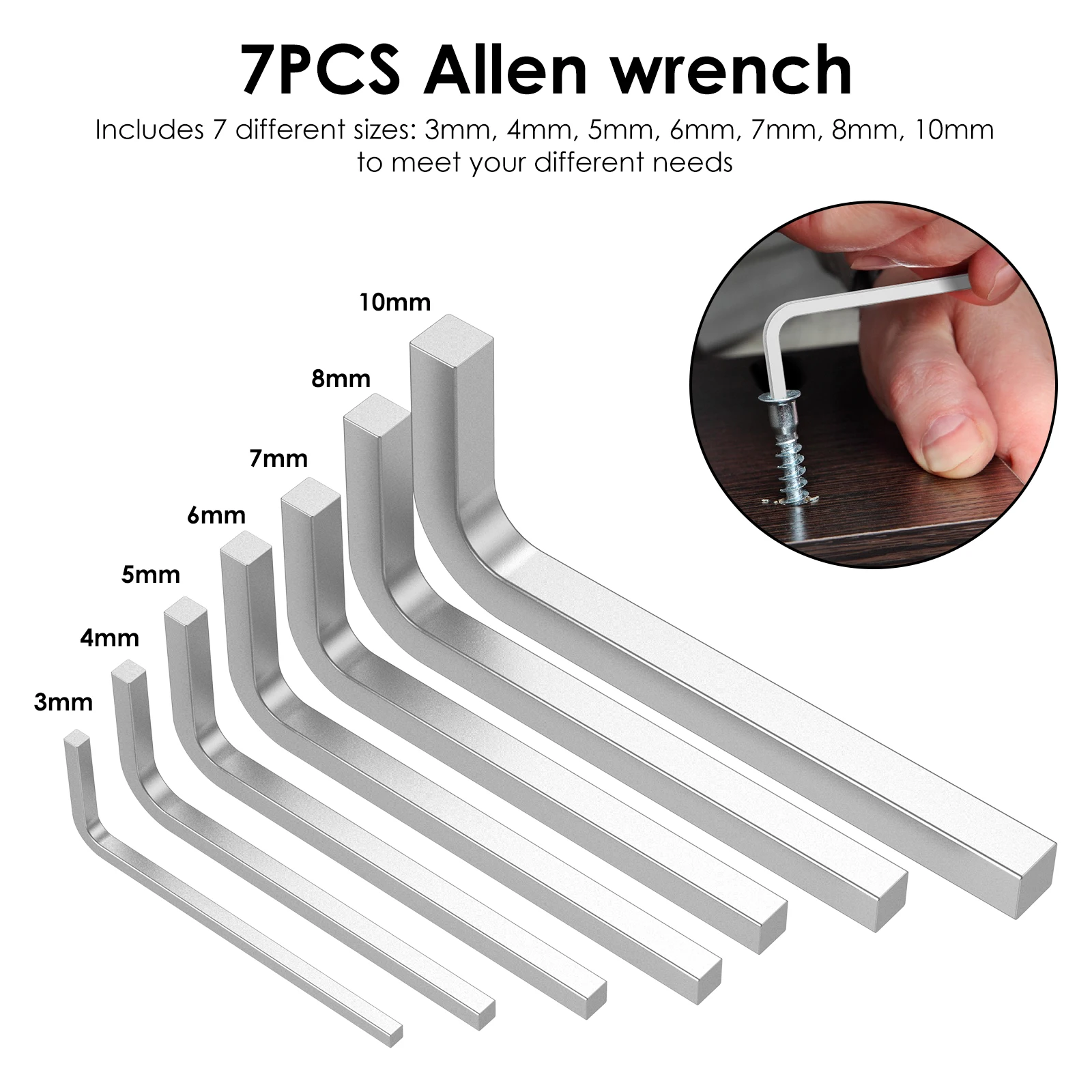 

7Pcs Square Head Wrench Kit 3/4/5/6/7/8/10mm Chrome Vanadium Steel Screwdriver Hand Tool L Shaped Square Key Set Repair Tool