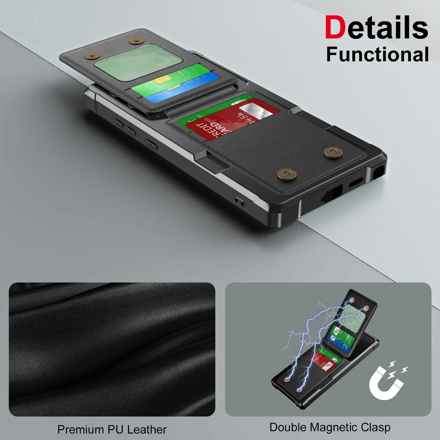 Vertical Cards Solt Wallet Leather Case For Samsung Galaxy S24 Ultra S23 Plus S22 A05 A15 A35 A55 A14 A24 A34 A54 Pocket Cover