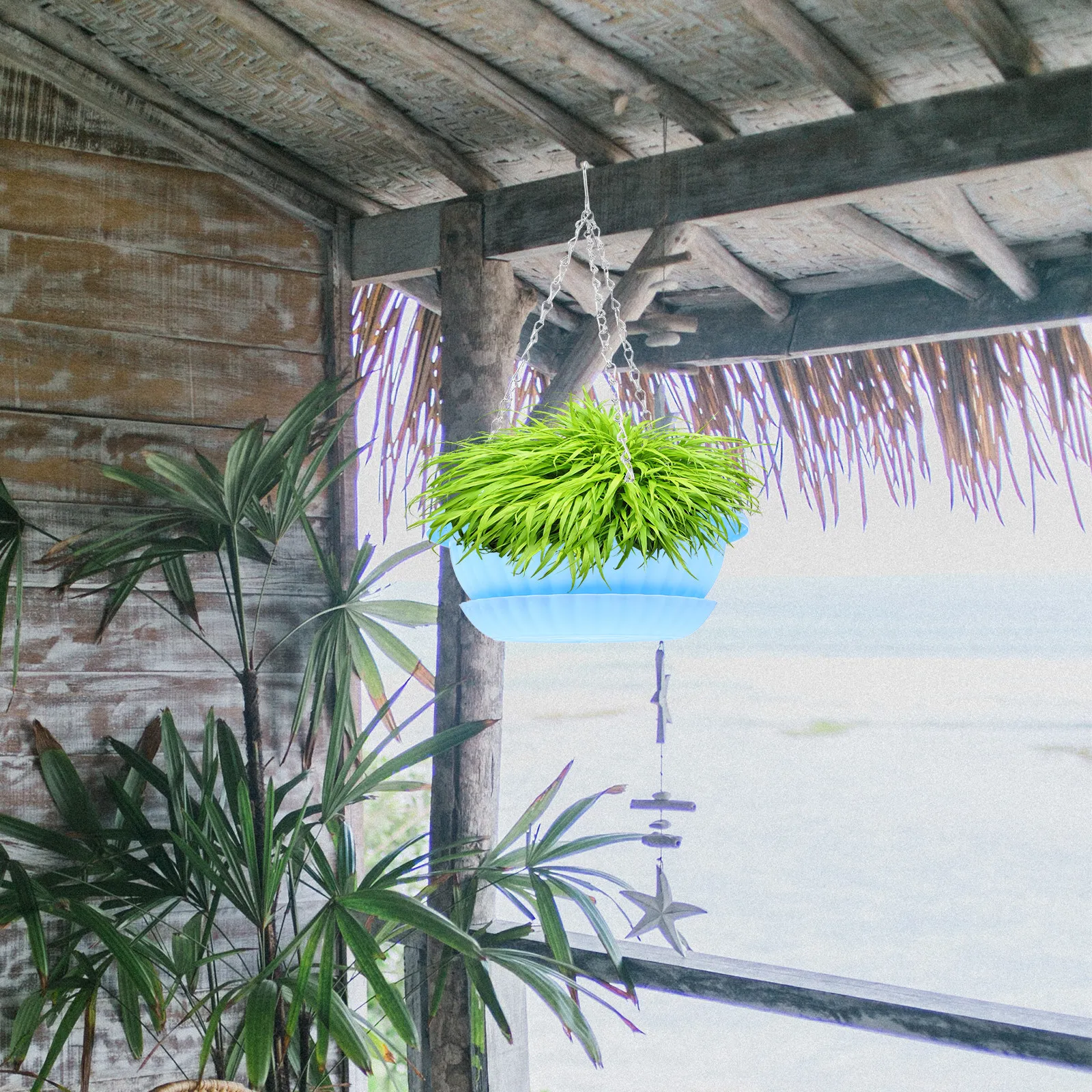 2Sets Resin Plastic Hanging Plant Pot Practical Decorative Moderate Size Indoor Outdoor Garden Home Planter Container