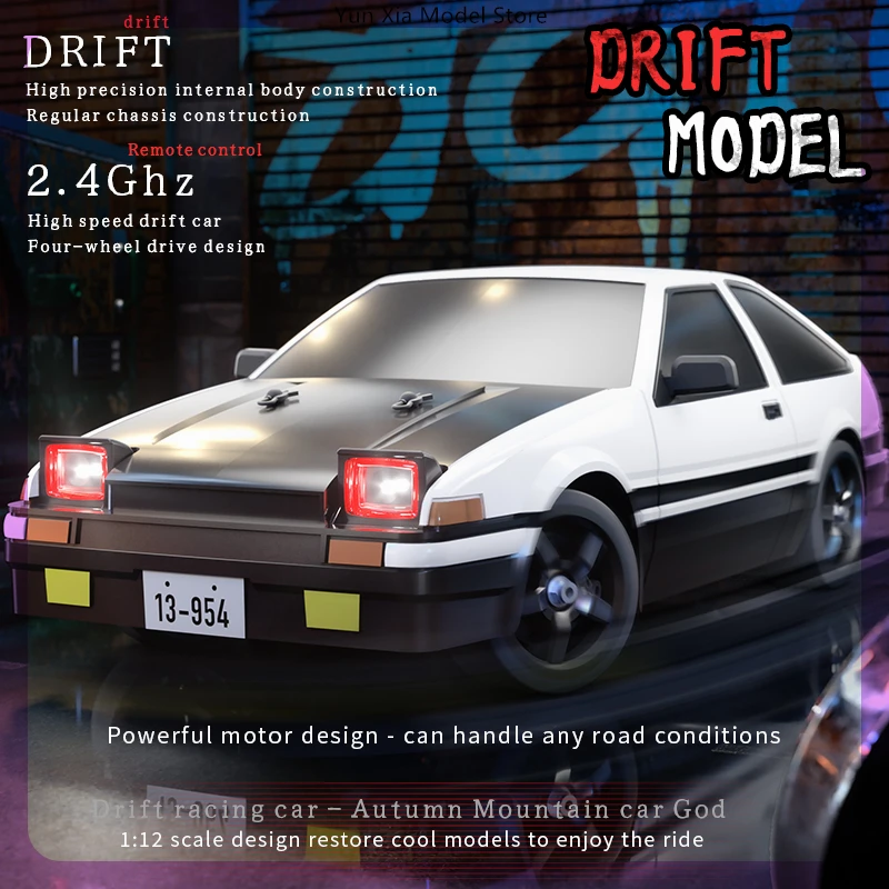 1/12 4wd Hb-R12 Rc Drift Car 2.4g High Speed Full-Scale Remote Control Racing Vehicle With Controllable Headlights Toys For Kids