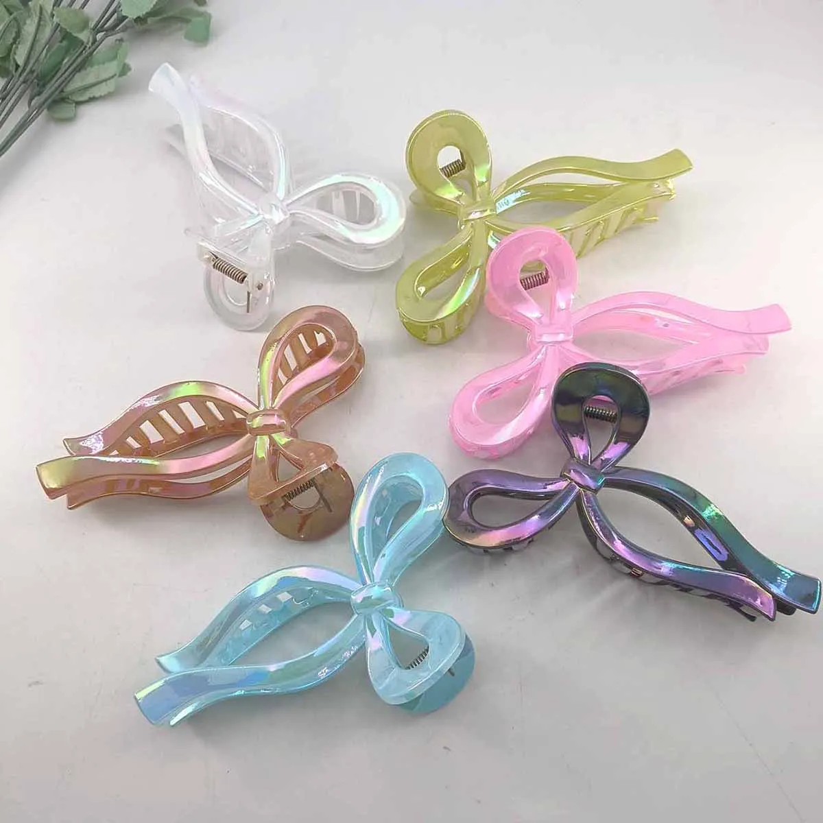 1/6 PCS Ponytail Acrylic Hair Claw Grab Bow Large Hair Clip Hollow Square Hairpins Barrettes for Women Girls Hair Accessories