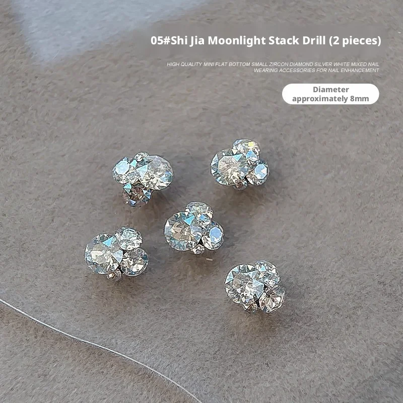 1/2PCS Pointed-Base Diamond Beads Stacked Nail Crystal Nail Drill Pile Diamonds Ball 3D White Clear Sparkle Nail Art Decorations