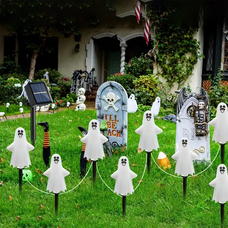 Halloween Path Lights Waterproof Solar Ghost Stake Lights Halloween Solar Stake Lights Halloween Ghost Decorations Outdoor
