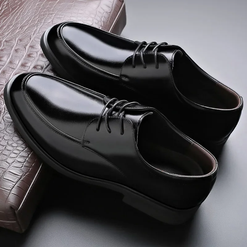 

Fashion Business Men Leather Shoes Casual Small Round Toe Formal Elegant Wedding Male Breathable Work Office Driving Sneakers