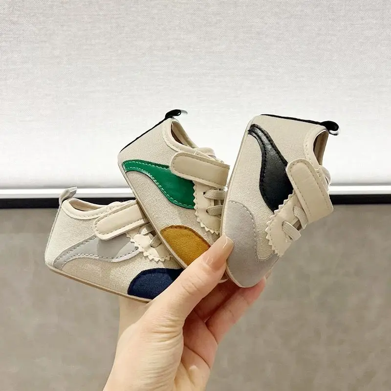 

Newborns Baby Sports Shoes Striped Baby Casual Shoes Anti Slip Shoes for Centenarians Boys and Girls Aged 0-18 Months