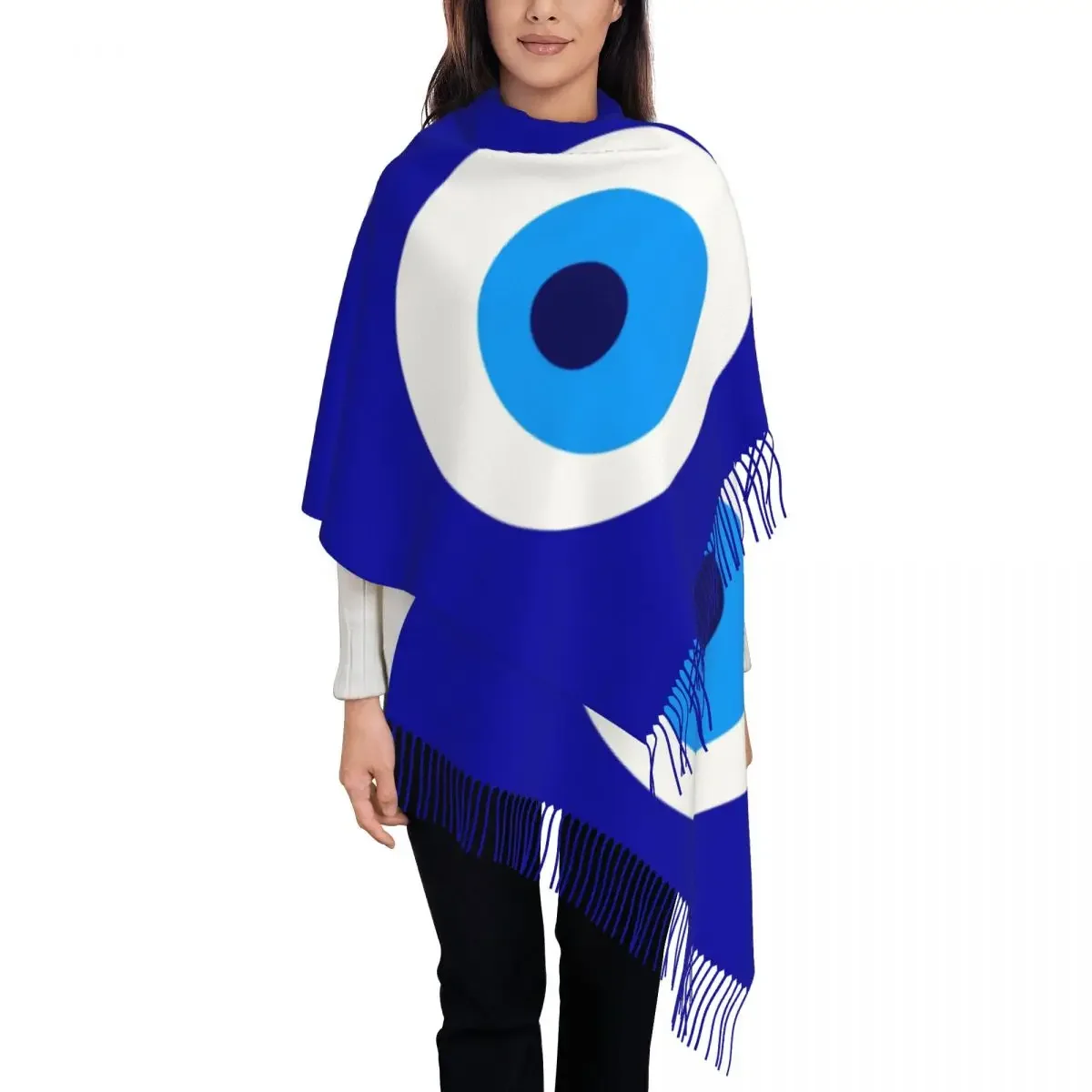 Custom Printed Nazar Evil Eye Protection Symbol Scarf Men Women Winter Fall Warm Scarves Amulet Turkish Shawls Wraps