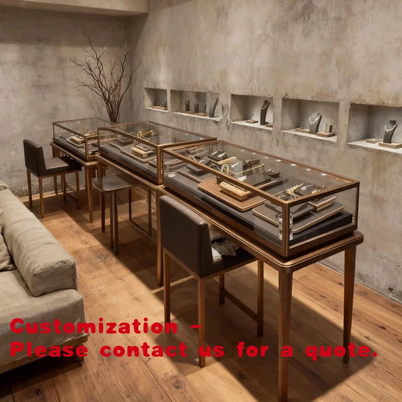 

Customize.Premium Antique Bronze Jewelry Display Cabinet Custom Stainless Steel Showcase With Led Lighting