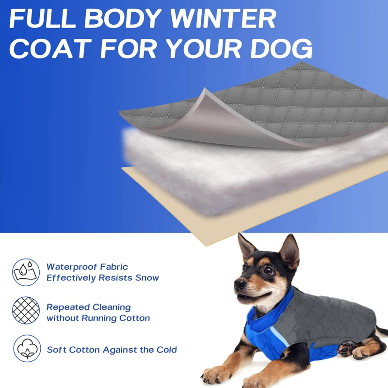 Benepaw Cold Weather Thick  Dog Coat Winter Cozy Waterproof Puppy Jacket Reflective Dog Vest Clothes For Small Medium Large Dogs