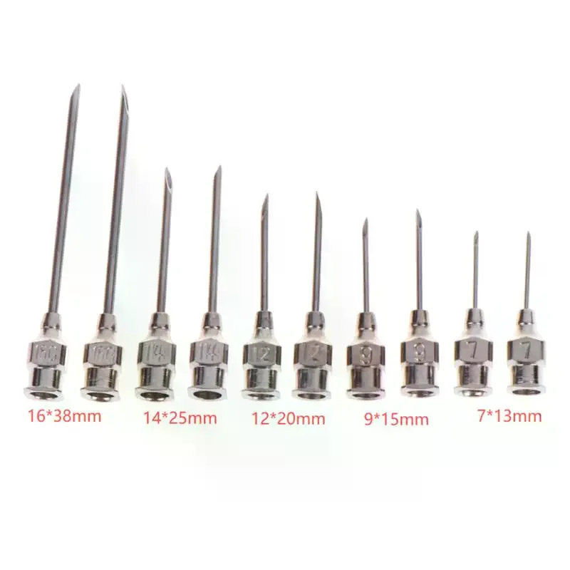 10 Pcs Multiple Specifications Metal Injection Needles Stainless Steel Syringes for Animal Vaccine Injection Needles