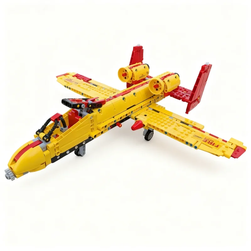 740pcs MOC A-10 Warthog Firefighter Aircraft Technical Model Building Blocks Christmas Gift Art Creative Education 3D Display