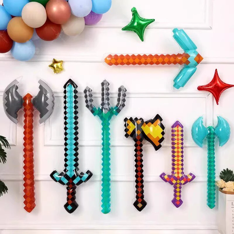 Pixel Style Toys Gemstone Sword Gold Sword Children's Toys Fantasy Figurines Games Inflatable Supplies Swords Christmas Gifts