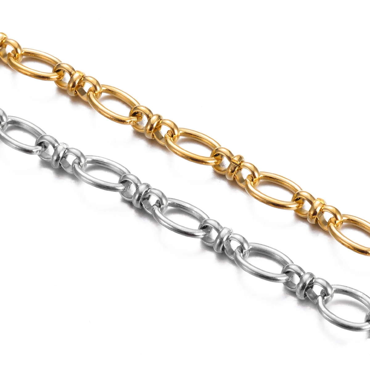 High-quality Handmade Jewelry Silver Gold color Stainless Steel Big Oval Chain Necklace Punk Heavy Jewelry for Women Men