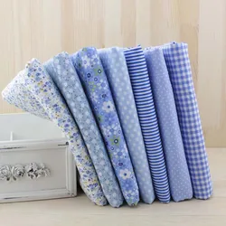 7 pz 50cm X48cm pianura sottile Patchwork tessuto di cotone serie floreale blu Charm Quarters Bundle cucito