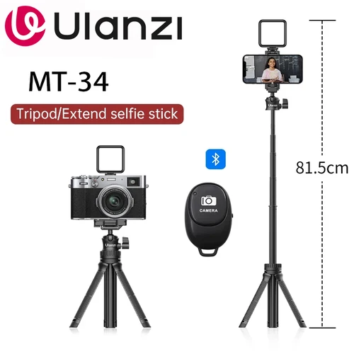 Ulanzi-trípode de MT-34 para selfi, palo extensible de 81,5 CM para escritorio, Smartphone, Samsung, Xiaomi, con Clod Shoe Mount, soporte para vídeo y Vlog