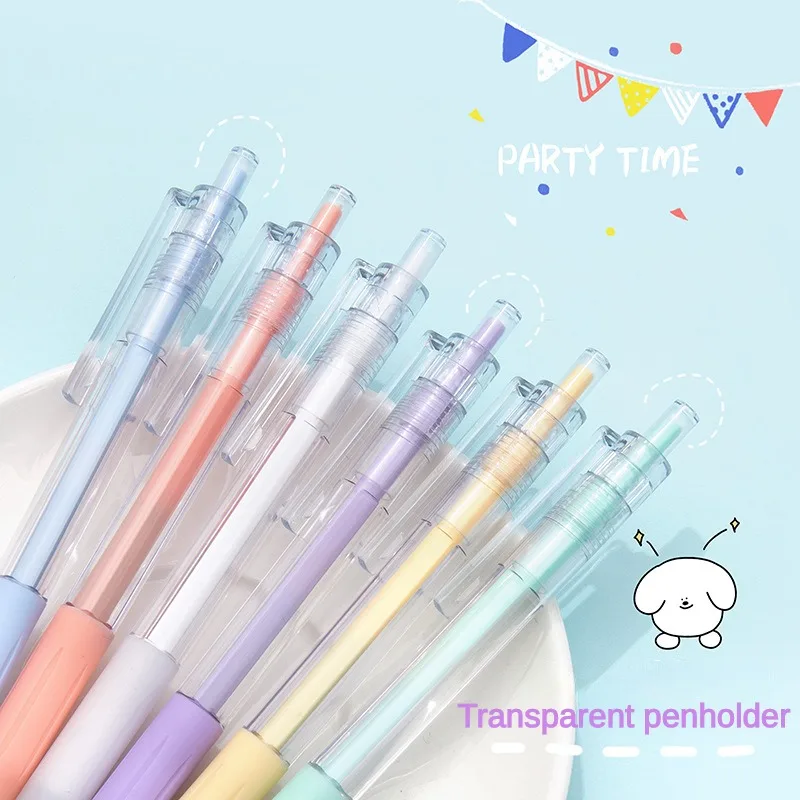 2024 Macaron 6 Kleuren Balpen 0.5Mm Zwarte Inkt Snel Droog Signeren Pen Voor Student School Briefpapier Kawaii Kantoorbenodigdheden