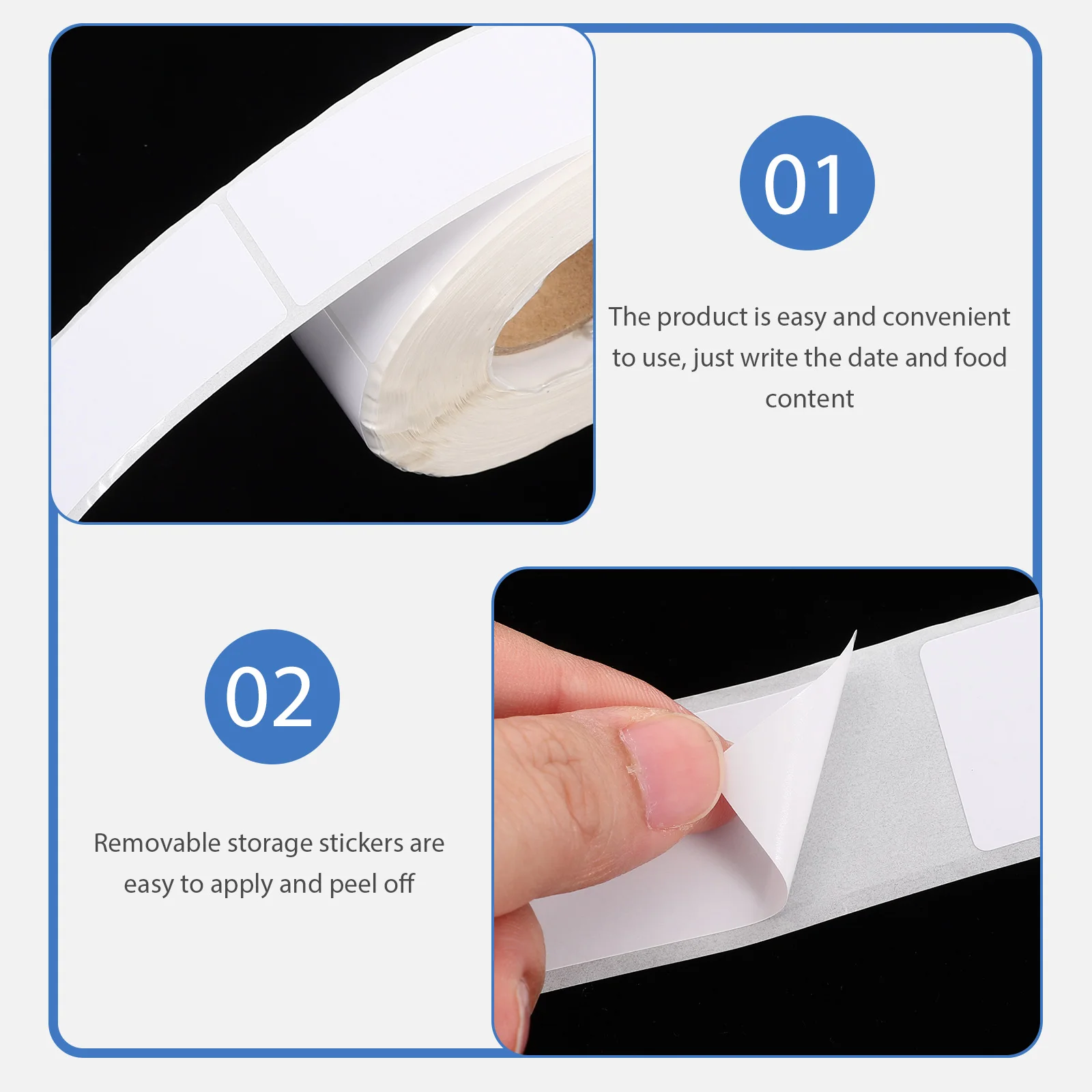

1 Roll Self-Adhesive Food Storage Labels Removable Freezer Stickers For Containers Glass Jars Kitchenware Safe Peelable