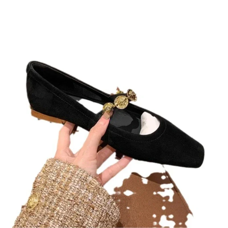 2024 European and American Women's Fashion Square Head Mary Jane Commuter Single Shoes