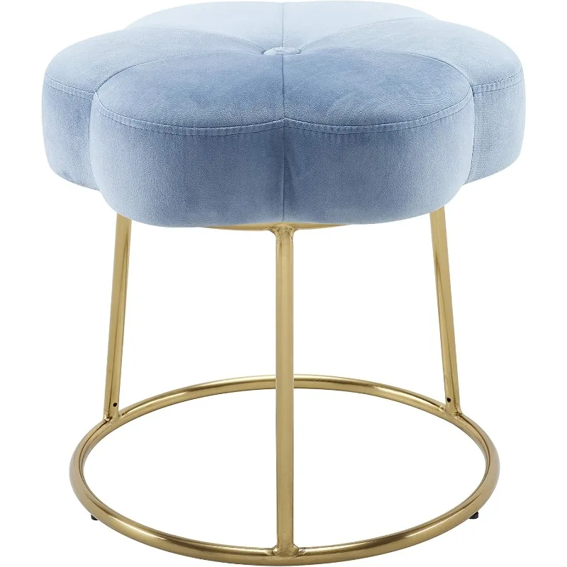 

Linon Light Blue and Gold Vanity and Accent Talulah Stool