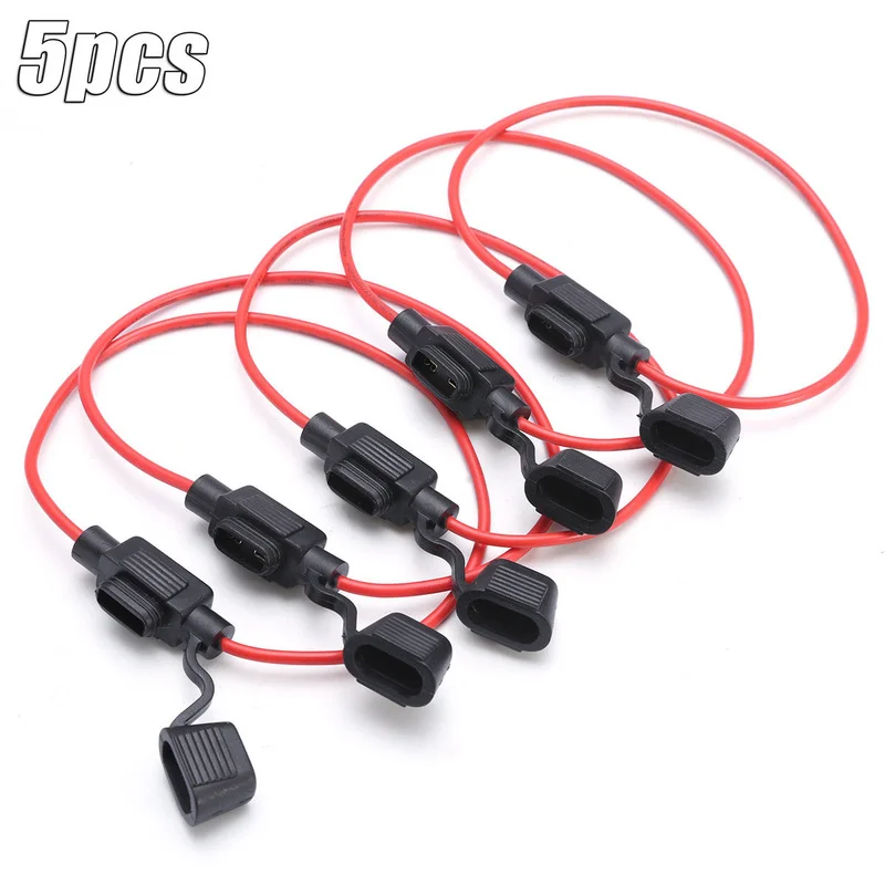 5pcs Car Fuse Holder Inline Type Mini Fuse Waterproof Holder Case Motor Wire Cutoff Switch Socket Parts Auto Accessories Tools