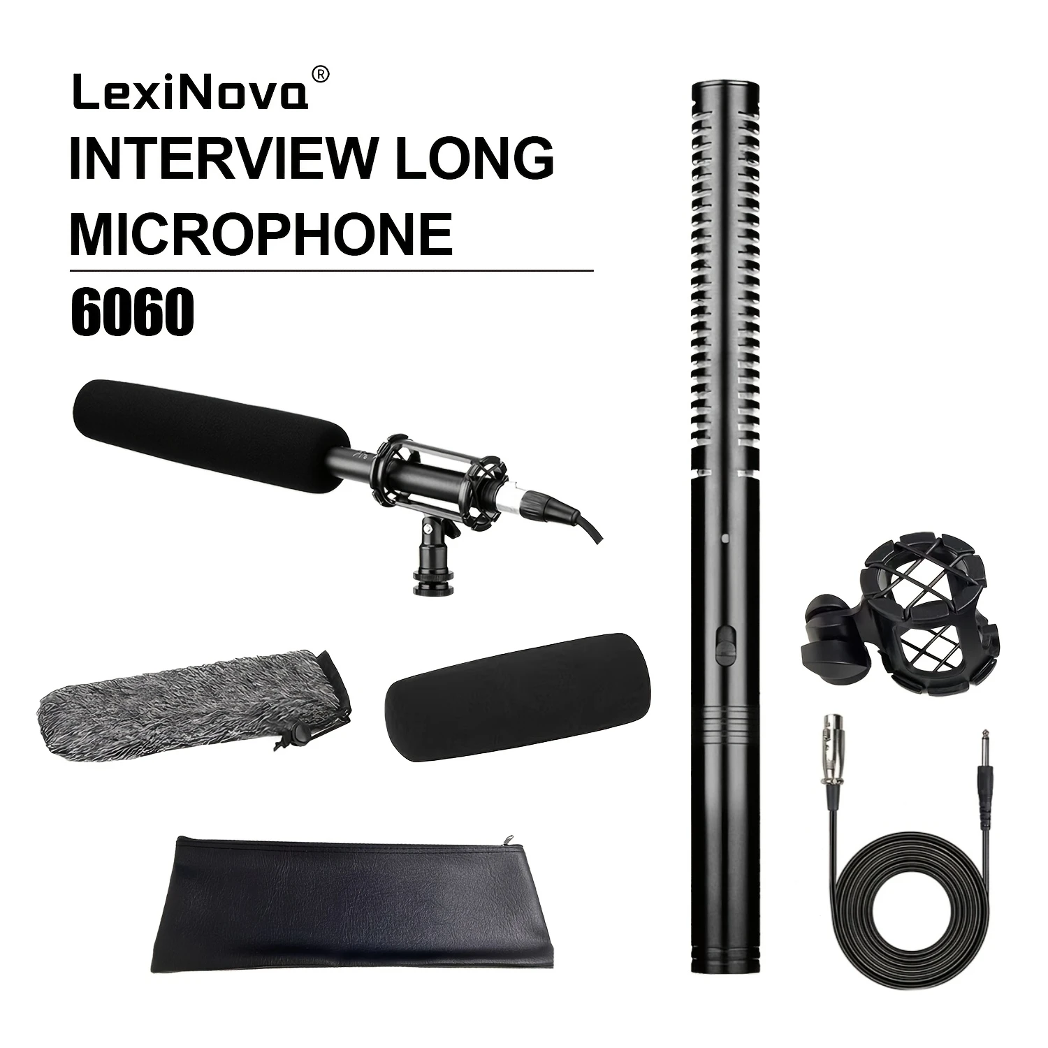 

LexiNova 6060 Professional Shotgun Microphone Broadcast Quality Mic Voice Recorder For Canon Nikon Sony Filmmaking Interviews