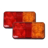 Poer 2Pcs 12V/24V 10 LED Dual Color Rear Brake Light Tail Light Turn Signal Indicator Stop Lamp for Car Truck Trailer