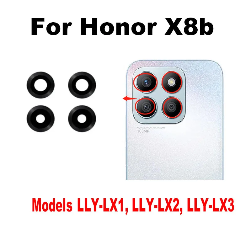 New For Huawei Honor X8b Back Camera Glass Rear Lens With Adhesive Sticker Replacement  LLY-LX1 LLY-LX2 LLY-LX3