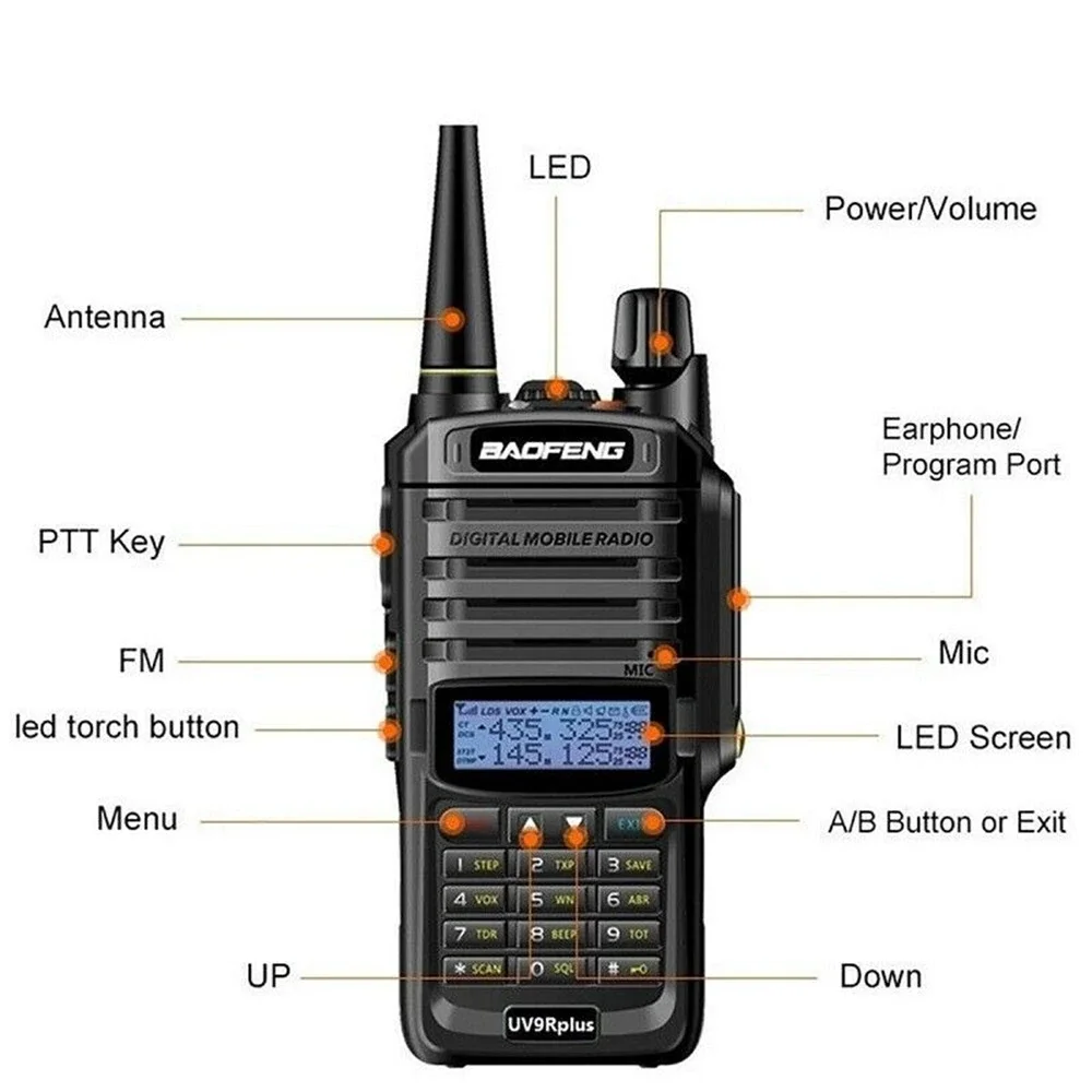 Baofeng-UV 9R Plus Upgrade Walkie Talkie, Hf Transceiver, UHF UHF, Long Range, CB, Two Way Radio Station, 5 20 km, 10W