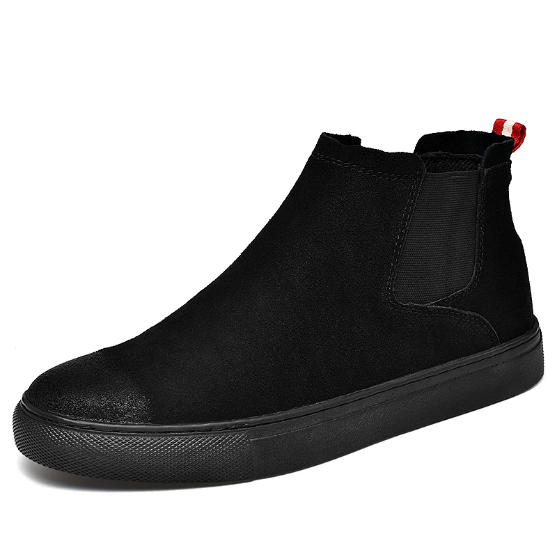 Winter High-Top Boots Mens Ankle Flat Fashion Cow Suede Chelsea Boots Men 2026 New Designer Black Botas Botines Bottes Homme