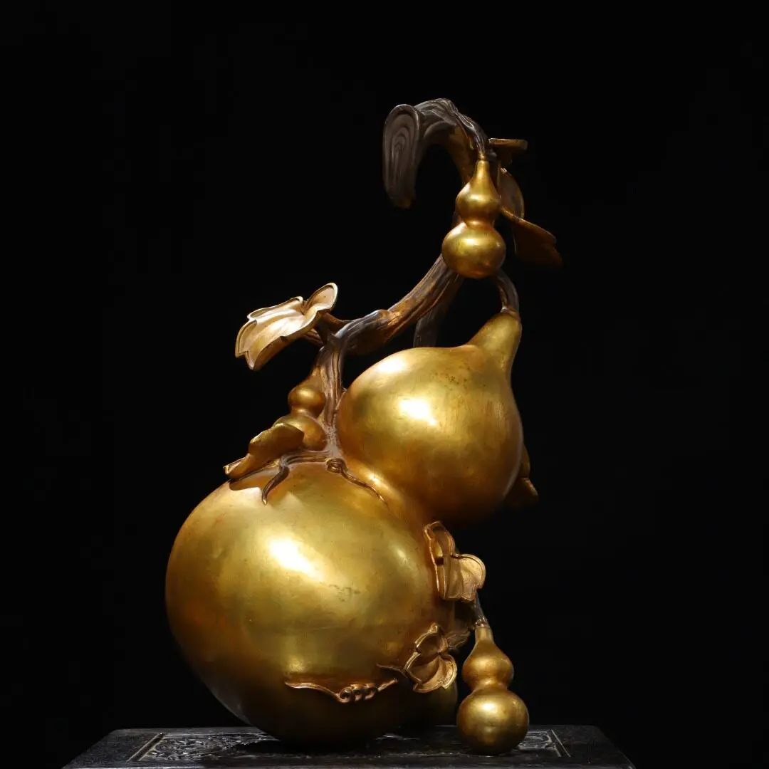 Brass Feng Shui Gourd Ornament Five Blessings Wealth Prosperity Housewarming Home Office Desktop Decor