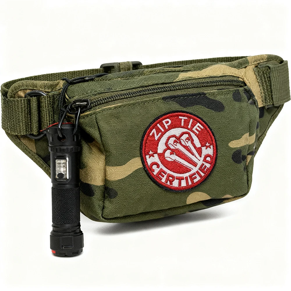 Militärischer taktischer Armband-Rucksack mit Klettverschluss und drei Kabelbindern, computergestickter Reißverschluss, zertifiziert