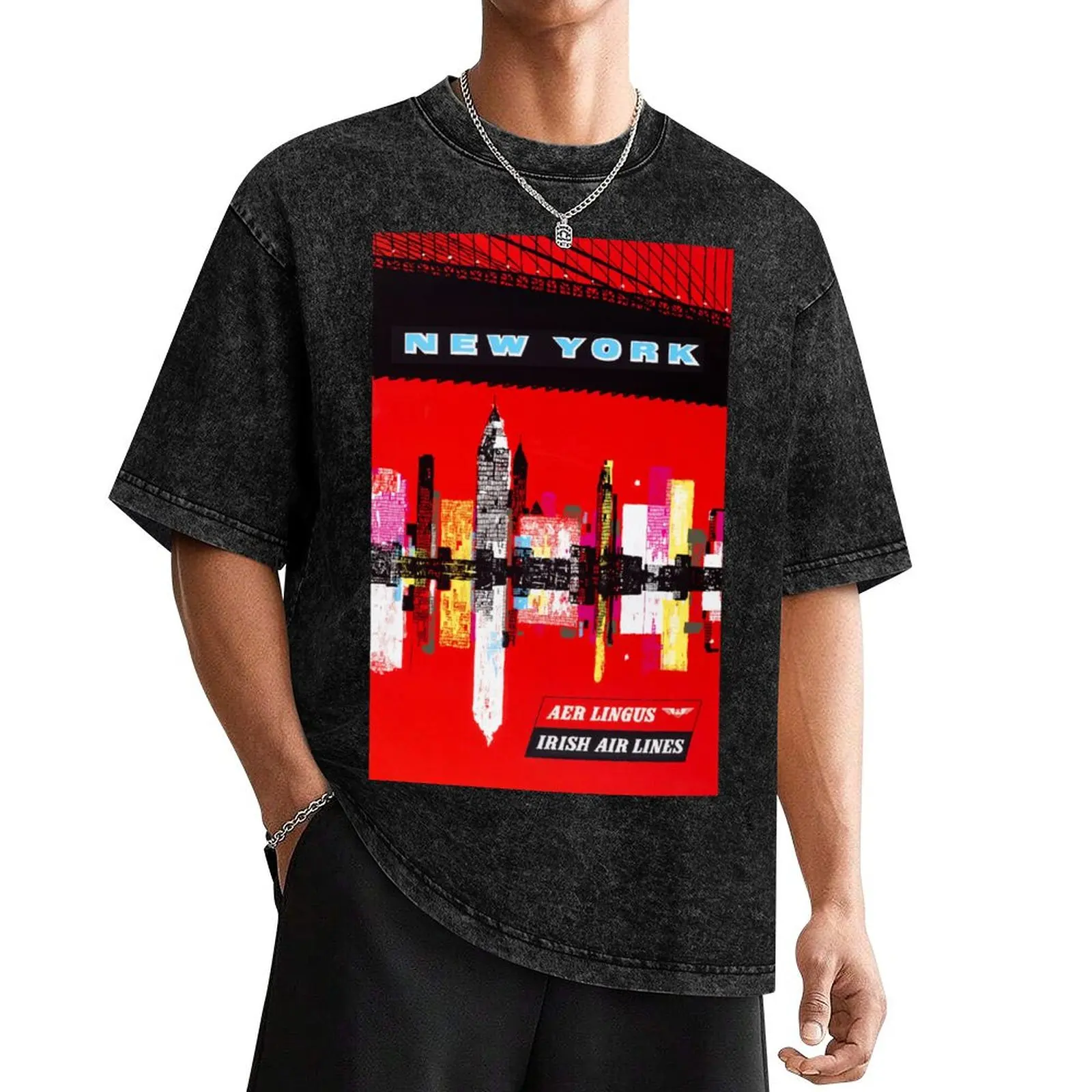 

Aer Lingus Irish Air Lines - New York Travel Advertisement T-Shirt plus size clothes tees mens funny t shirts