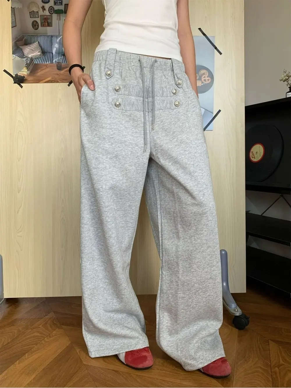 2026 New Autumn Korean Retro Niche Street Trend Double Row Button Loose Casual Versatile Pants Suitable For Both Men And Women