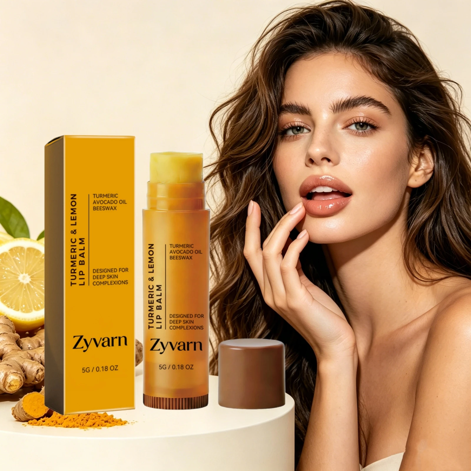 Turmeric Lemon Soothing Lip Balm Nourish Repair Dry Chapped Fade Lip Lines Brighten Dull For Deep Skin Hydrating Lips Care Stick