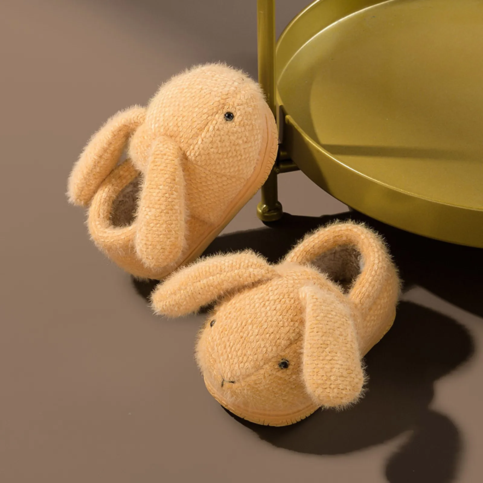 Fashion Cute Autumn Winter Boys And Girls Slippers Funny Cartoon Rabbit Flat Bottom Round Toe Soft Warm Comfortable Kid Slippers