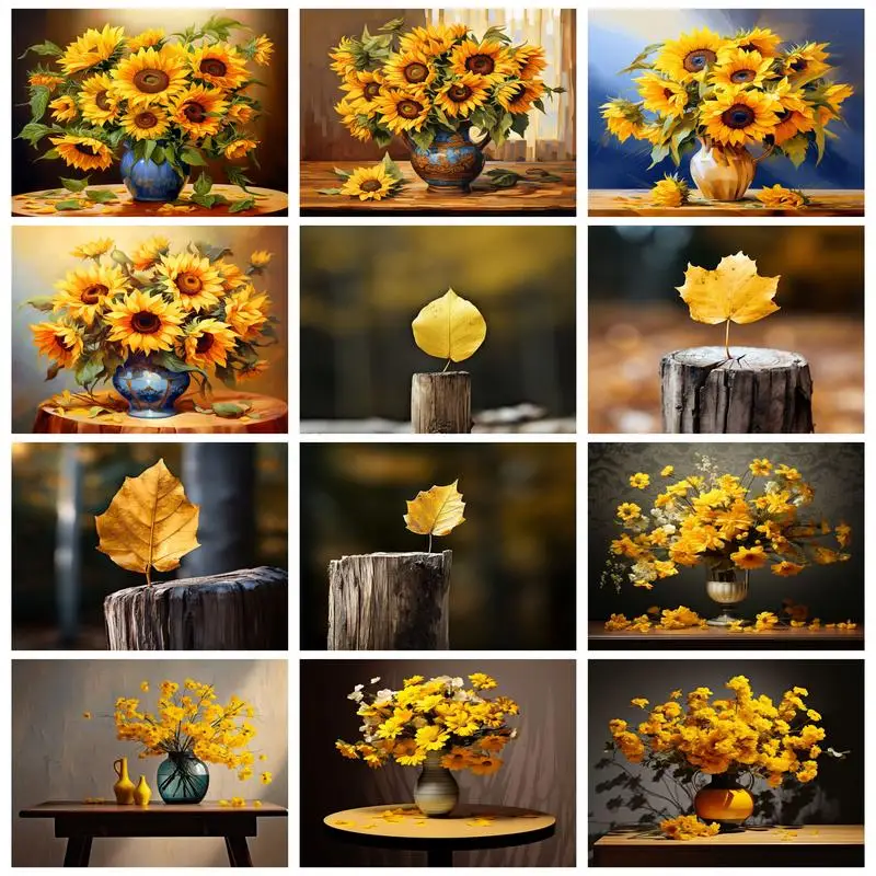 

RUOPOTY 5D Diamond Painting Sunflower Full Square/Round Rhinestone Embroidery Cross Stitch Kit Home Decor