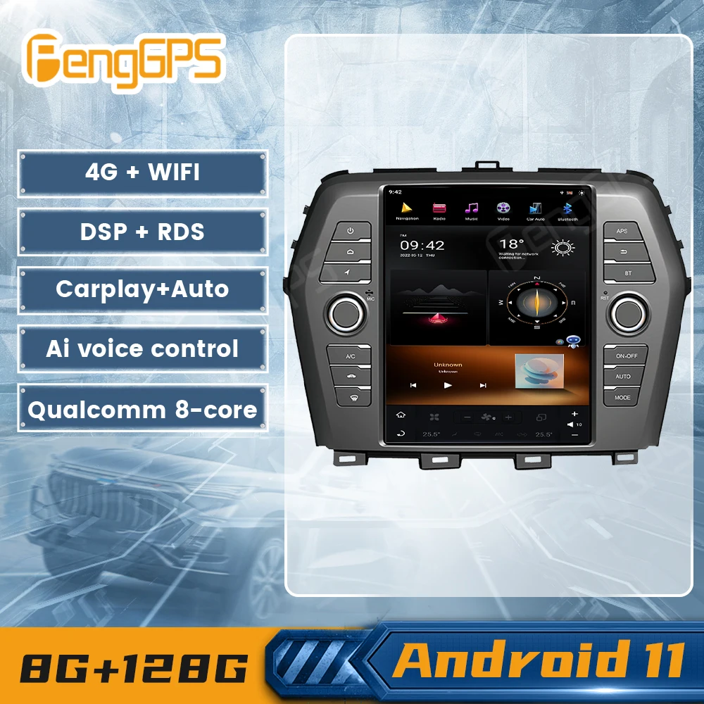 8 Core Android 13 GPS Navi For Nissan Maxima 2016-2018 Car Radio Audio Multimedia Player Tesla Style Wireless Carplay Head Unit