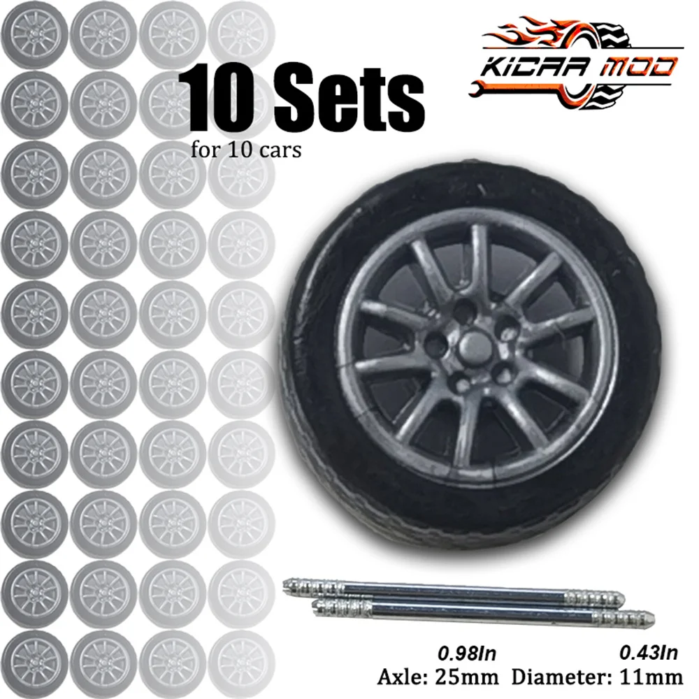 1/64 scale static model car modified wheels, sold by package, 10 sets per package, a set of four wheels and two axes