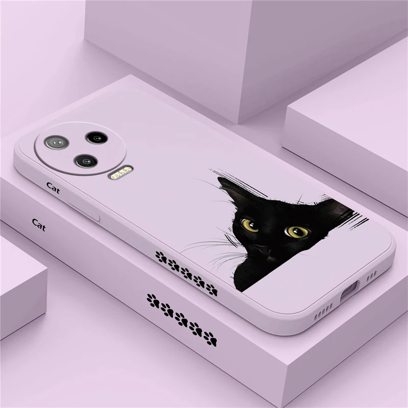 Case for infinix Note 30 Pro 10 11 12 G96 12Pro 8 8i 11S ITEL A56 P36 P37 Smart 7 6 5 4 Cartoon Cute Cat Liquid Silicone Cover