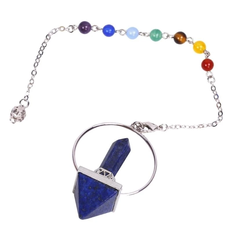 Hexagon Pyramid Pendant Adjustable Length Neckchain Natural Crystal Stone Decor