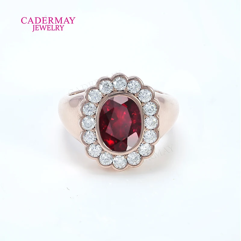 Customized 10K Gold 6x8mm Oval Shape Lab Ruby Sapphire Pinky Ring Women Men Gift Party