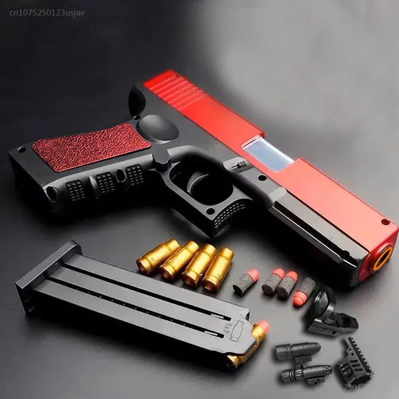 2024ใหม่โมเดลปืนจำลอง ABS สำหรับเด็กปลอดภัยปืน pistol peluru mainan นุ่มอุปกรณ์เสริมมากมาย