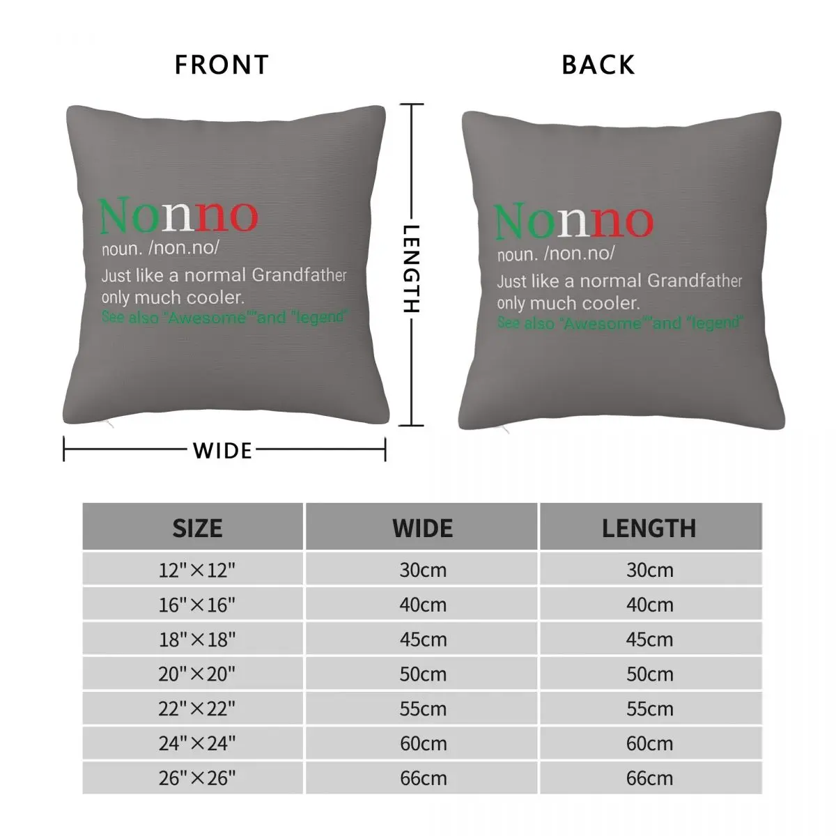 Nonno Italian Grandfather Pillowcase Polyester Linen Velvet Printed Zip Decorative Pillow Case Bed Cushion Cover