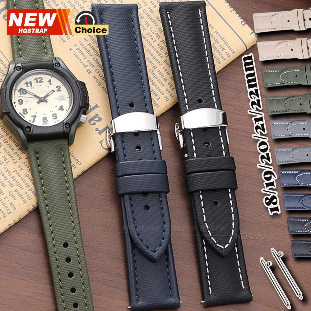 Schmetterlings-Schnallenarmband aus Canvas-Nylon, 18 mm, 19 mm, 20 mm, 21 mm, 22 mm, universelles Armband für Damen und Herren, Schnellverschluss-Uhrenarmband