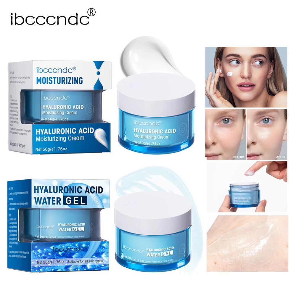 Gel de agua hidratante con ácido hialurónico, crema Facial hidratante diaria para la piel seca, mejora la sequedad, 50g