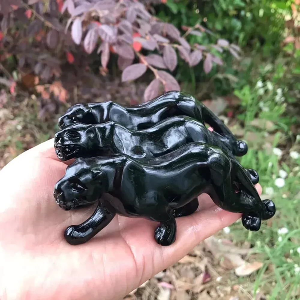 natural obsidian hand carved leopard quartz crystal Reiki restoration gift