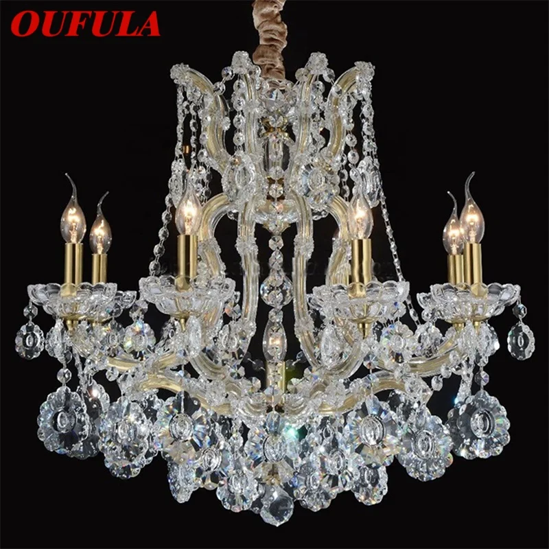 

OUFULA European Style Chandelier LED Pendant Lamps Candle Crystal Luxury Lights Modern Fixtures for Home Hotel Villa Hall