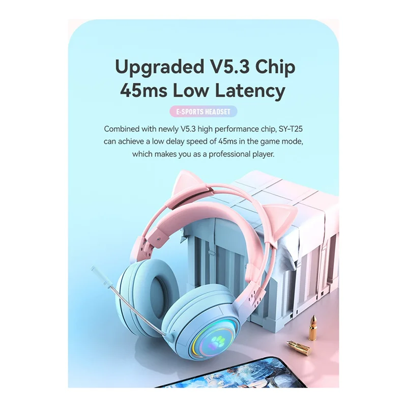 Cute Antlers Cat Ear Wireless Bluetooth Headphone Gamer Earphone Gaming Headset With RGB Light For Kid